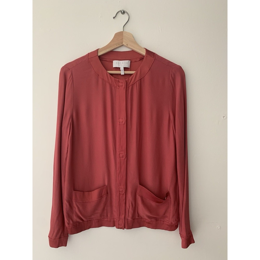 VTG ESCADA Button Longsleeve Top Blouse Jacket Ballerina Rose Quiet Luxury